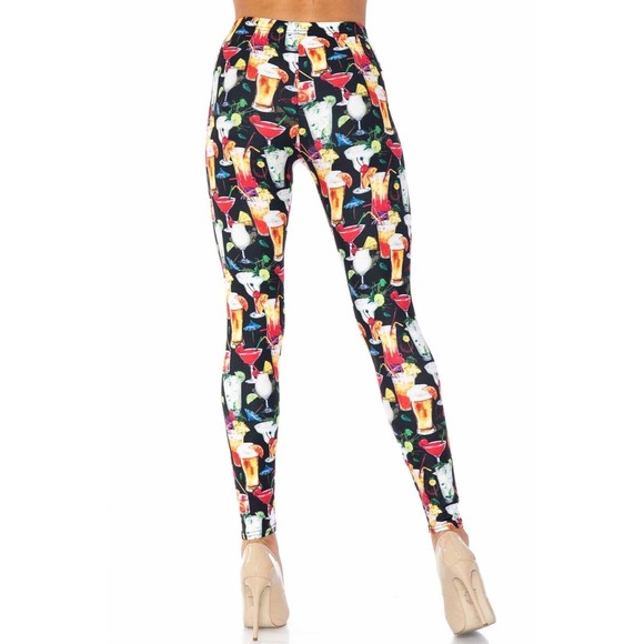 X-Plus Size Womens Creamy Soft Tropical Cocktails Leggings - Picture 2 of 6